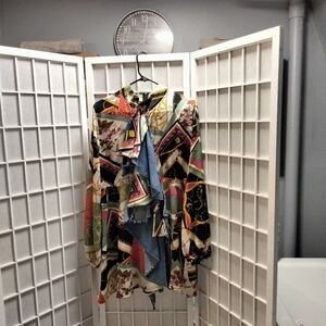 Colorful Geometric Patterned Short Dress or Knee Length Shirt